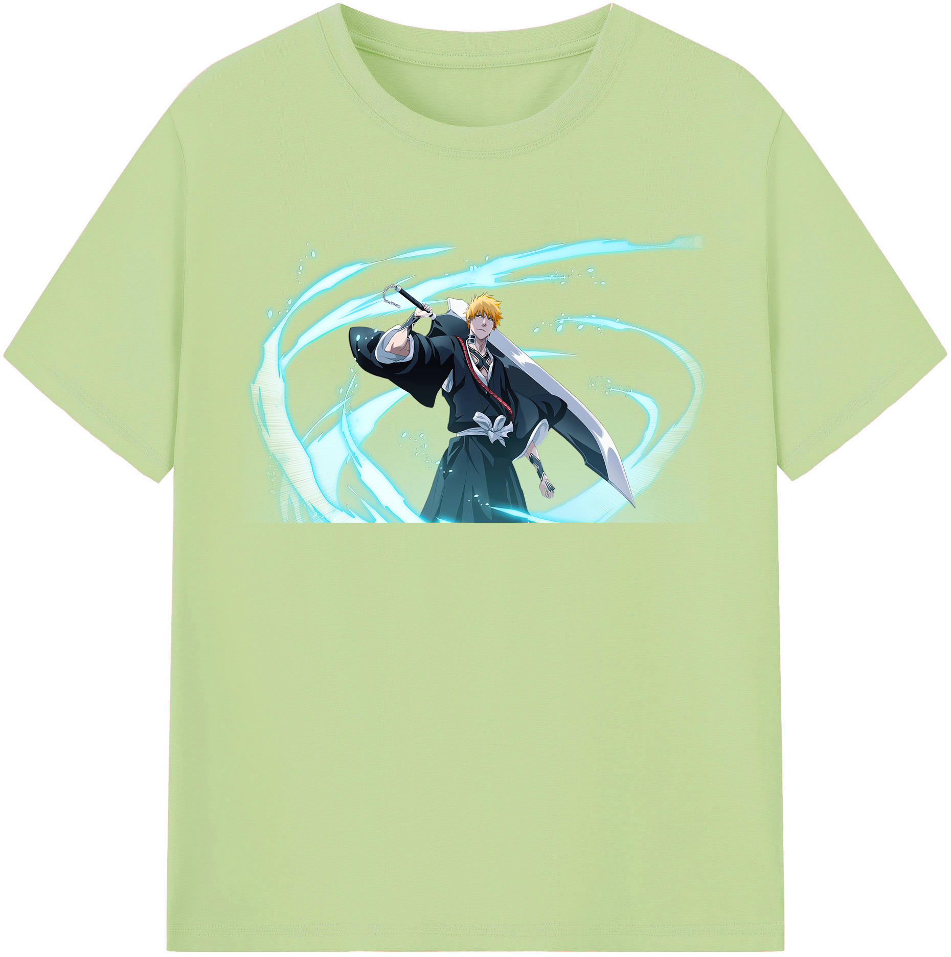 （画像用） ブリーチ 黒崎一護（くろさき いちご）BLEACH Kurosaki Ichigo 綿100％半袖Tシャツ（フロントプリント）